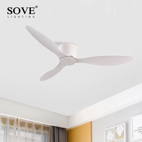 SOVE ventilateur de plafond blanc plancher bas Ultra mince 17 cm DC ventilateur de plafond avec télécommande ventilateurs de plafond simples sans lumière 220 V