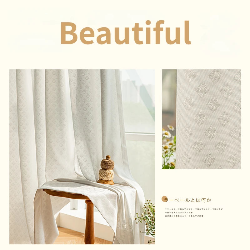 Voilage japonais plissé motif géométrique pour salon chambre