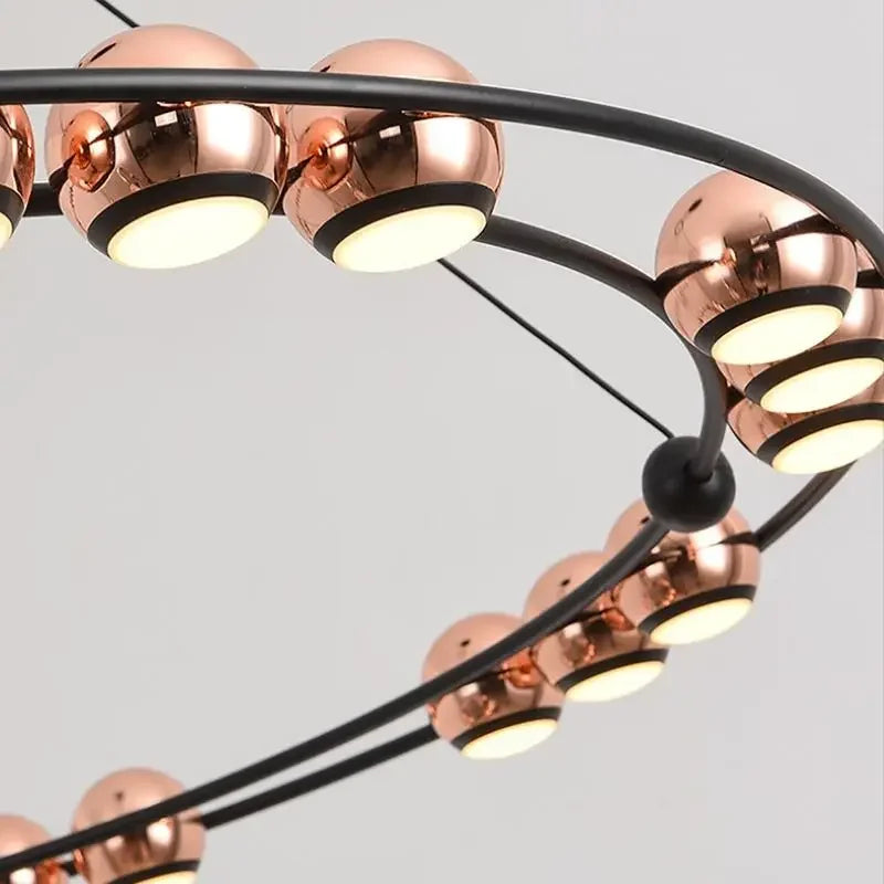 SANDYHA Nordique Moderne LED Lustre Anneau Circulaire De Luxe Haricot Duplex Suspension pour Salon Salle À Manger Chambre Éclairage - vue 6 sur 13