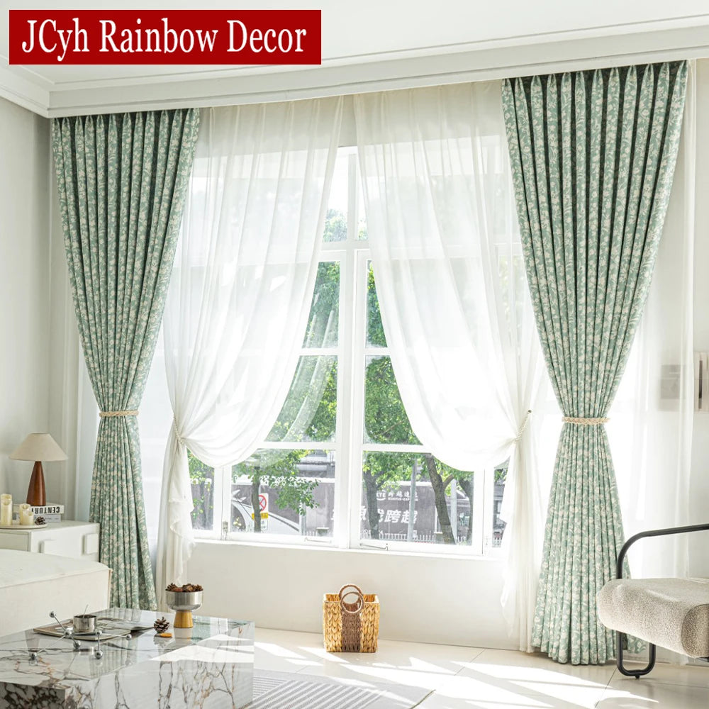 Rideau occultant floral style champetre pour salon chambre