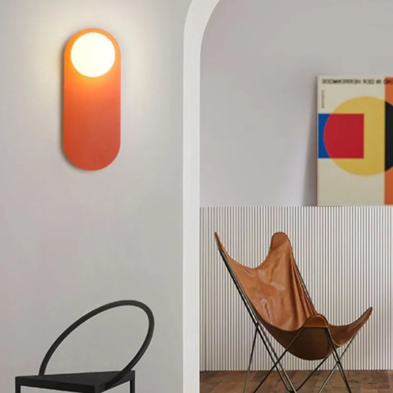 Applique murale LED nordique minimaliste en verre Orange