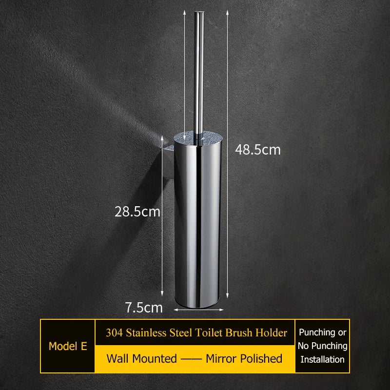 porte-brosse mural en acier inoxydable pour salle de bain