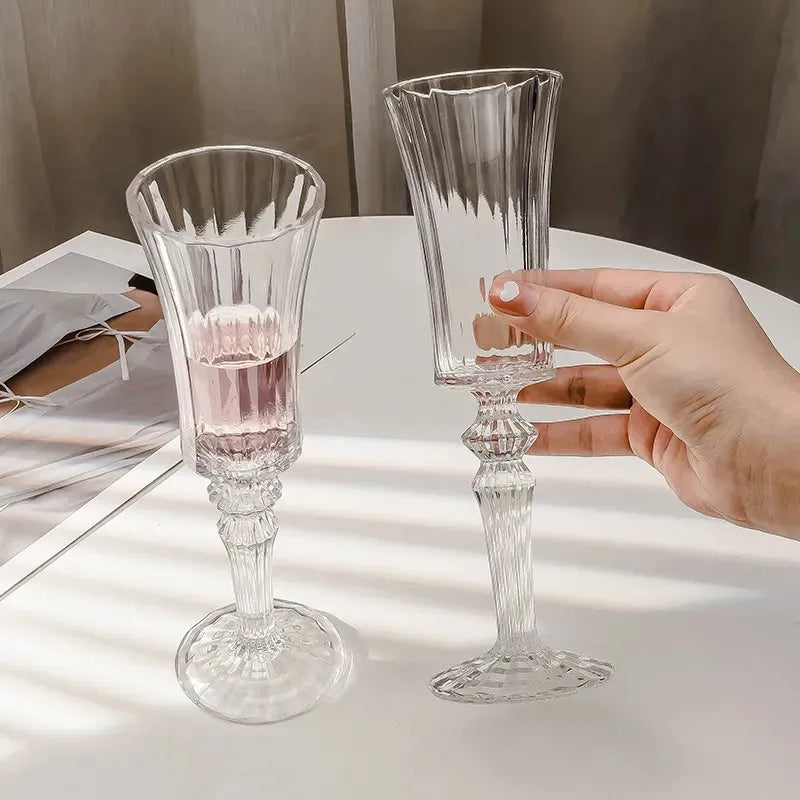 Verres champagne cristal rayures style rétro dégustation - vue 3 sur 6