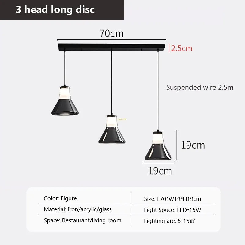 suspension en verre à plusieurs têtes pour intérieur moderne - vue 13 sur 23