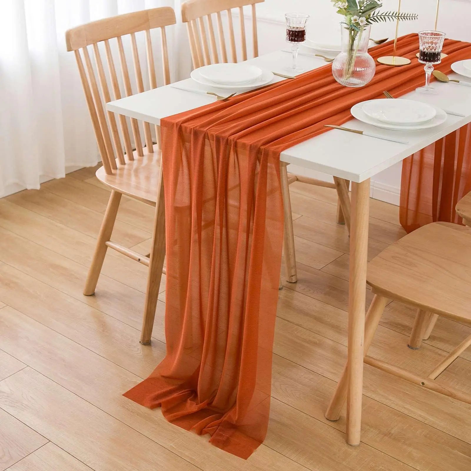 Chemin de table mousseline boheme transparent lot 4 - vue 3 sur 7