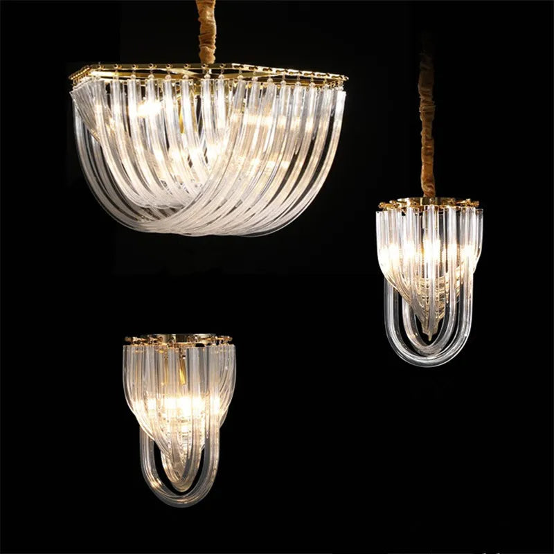 lustre led moderne verre doré salon chambre villa maison luminaire