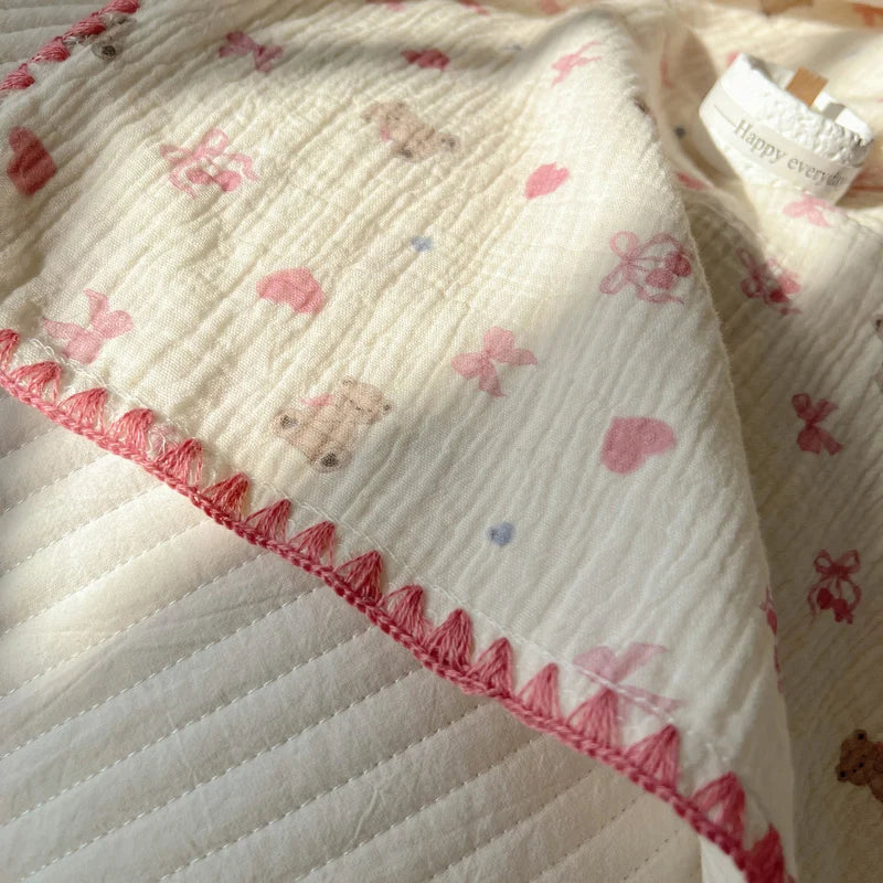 Plaid coton motifs cartoon enfant ete leger - vue 4 sur 6