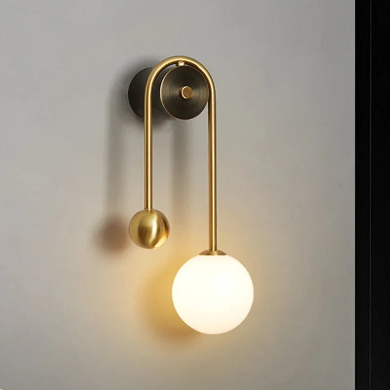 applique murale moderne en verre avec abat-jour led décoratif - vue 2 sur 8