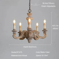 lustre romain en bois sculpté rétro pour décoration élégante