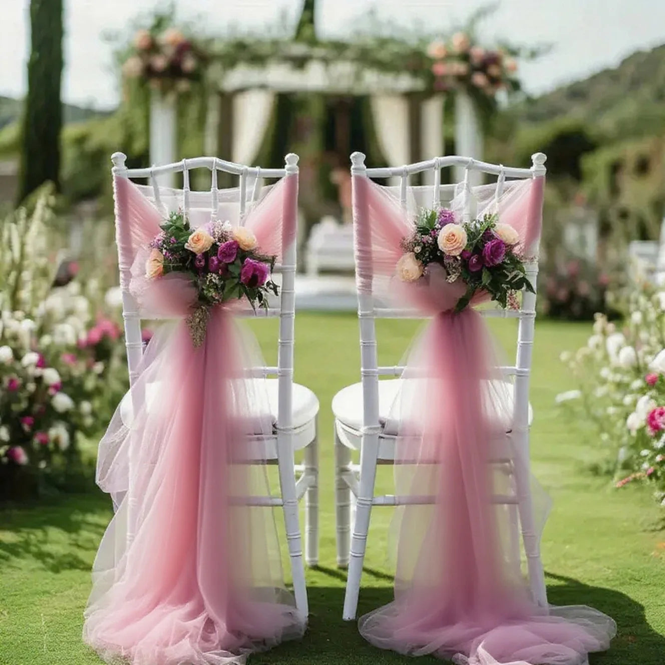 Chemin de table gaze transparente décoration mariage fête - vue 6 sur 6