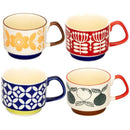 Ensemble tasses cafe ceramique motif floral japonais retro