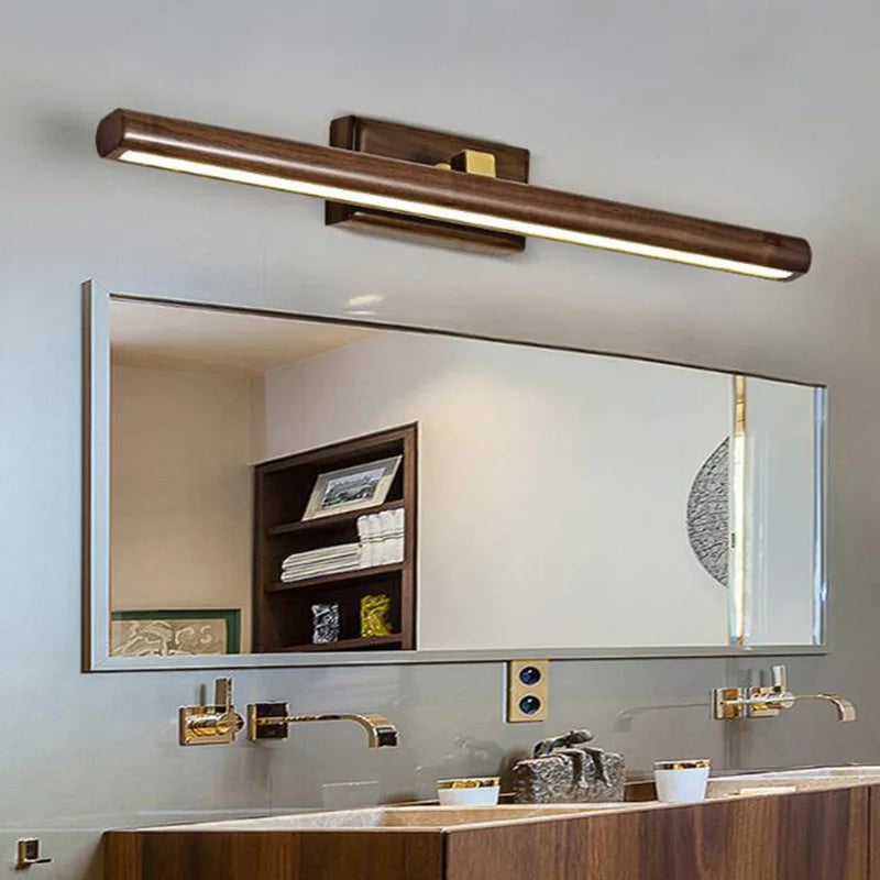 Nordique 40cm bois miroir avant lampe LED intérieur applique murale pour armoire salle de bain chevet lecture maison intérieur décor applique murale 6pa - vue 4 sur 7