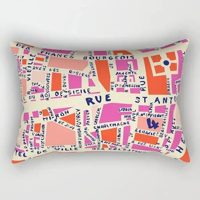 coussin lombaire géométrique abstrait réversible pour salon ou bureau