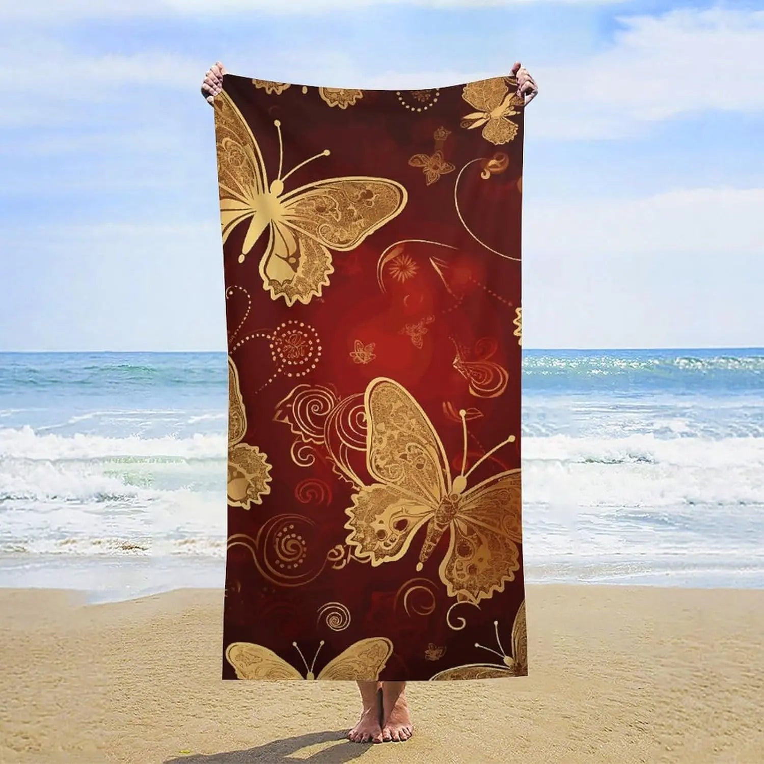 Serviette de plage carreaux légère anti sable rapide