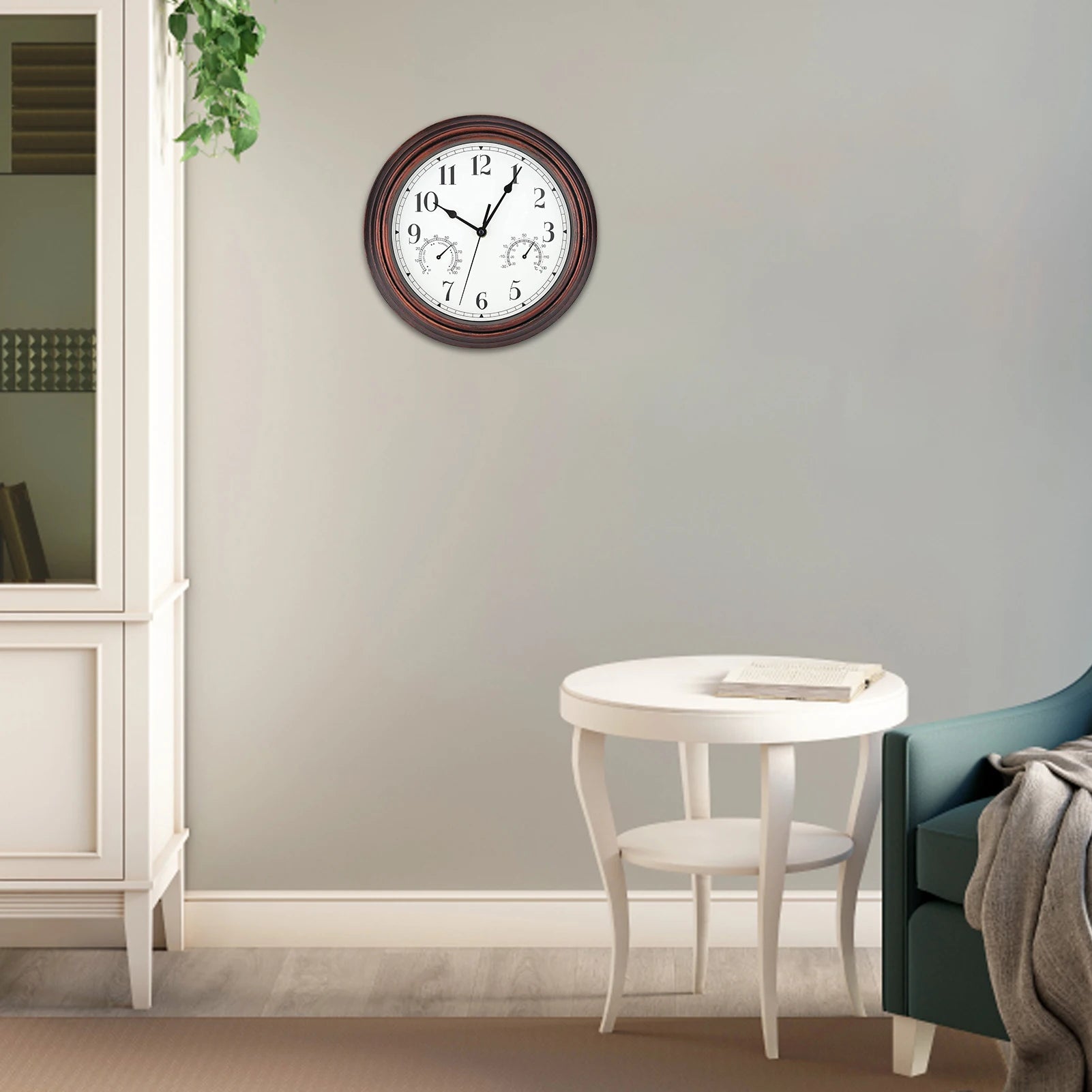 horloge murale ronde pour intérieur et extérieur décorative à piles - vue 5 sur 8