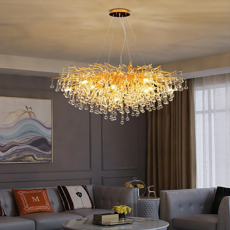 lustre en cristal led de luxe moderne simple intérieur