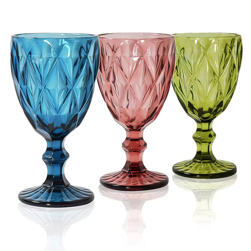 Verre vin relief style rétro verre épais