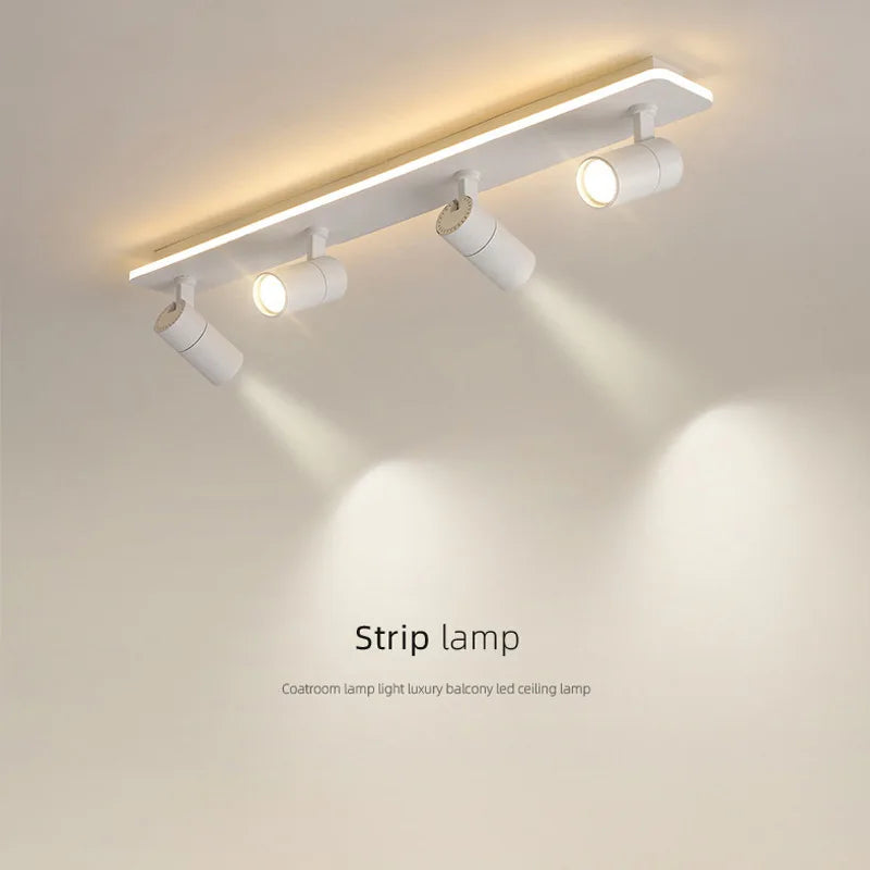 Acrylic Strip LED Chandelier With Spotlight, Used For Living Room, Bedroom, Lighting Fixtures, Kitchen Decoration, Black - vue 4 sur 15