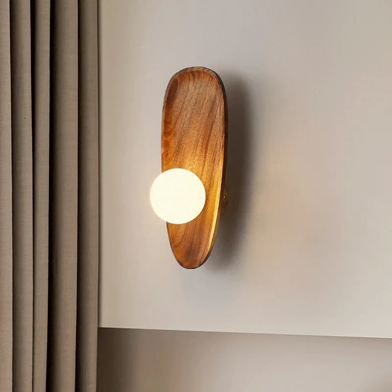 Applique murale LED minimaliste japonaise en bois massif - vue 4 sur 8