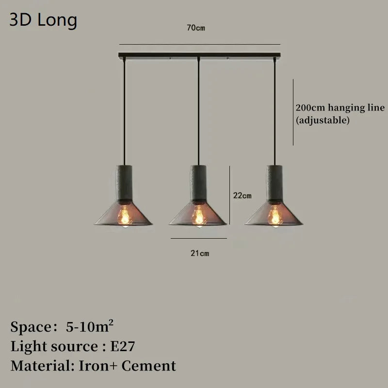 lampe suspendue en béton industriel avec abat-jour en fer