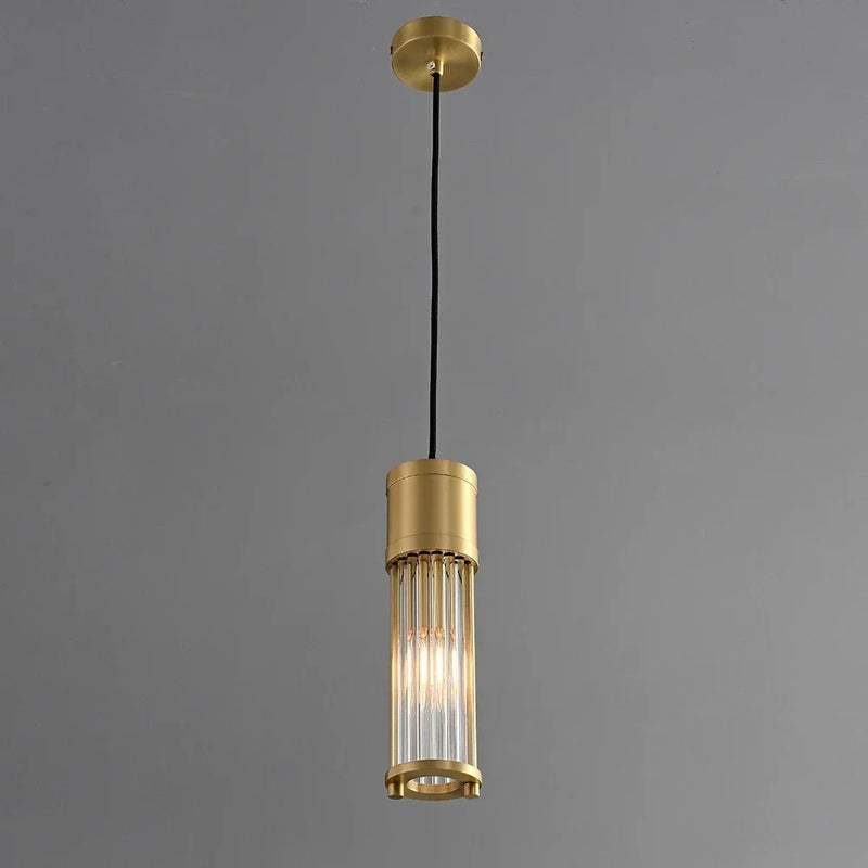 suspension à led en cuivre avec abat-jour en verre réglable