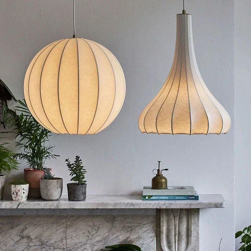 Nordique Wabi Sabi suspension LED lumières pour salon minimaliste en soie lustre Bar salle à manger chambre Loft suspension luminaire