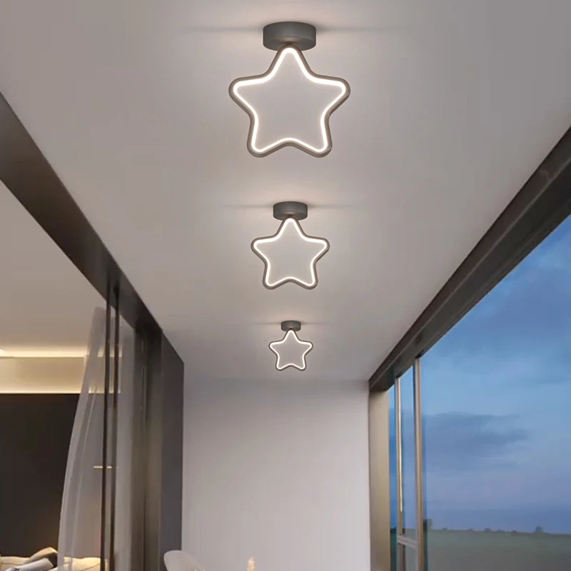 plafonnier led encastré moderne étoile allée salon entrée - vue 5 sur 12