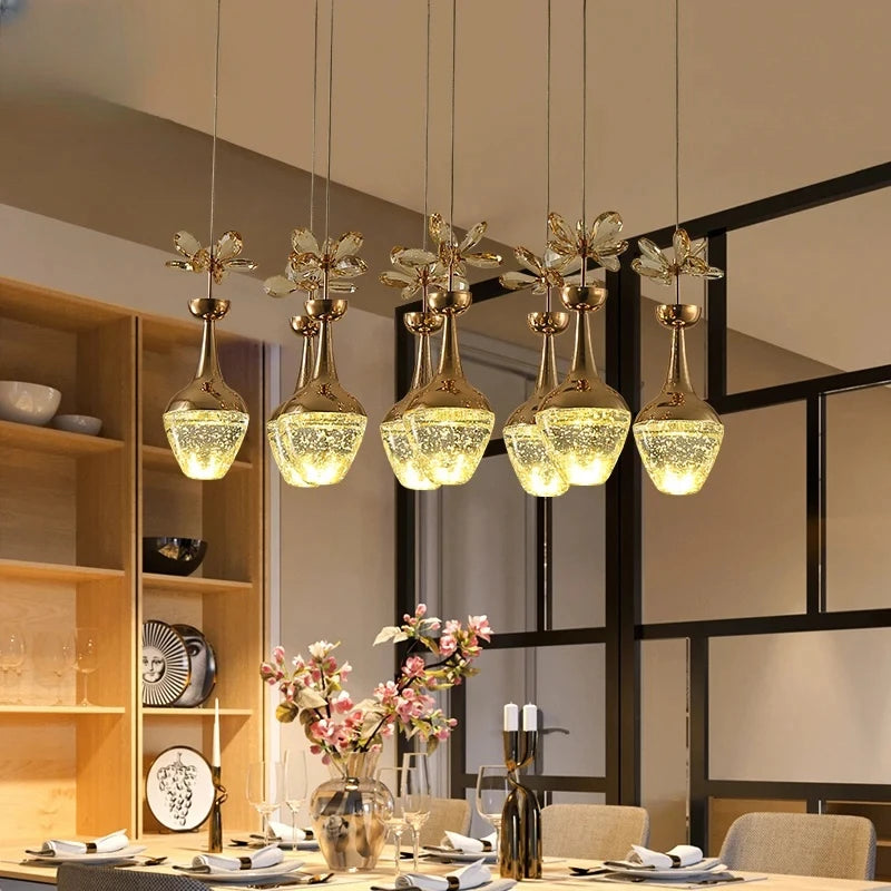 lustre de luxe en cristal avec led créatif minimaliste