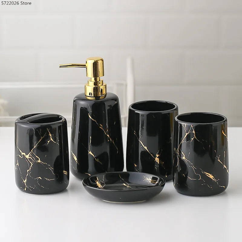 ensemble décoratif en céramique pour salle de bain avec accessoires - vue 4 sur 24