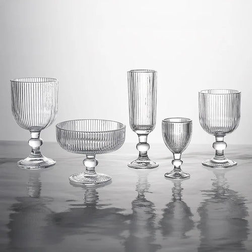 Verres a vin rayes tige courte large ouverture