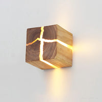 applique murale cube créatif en résine bois massif led fait main