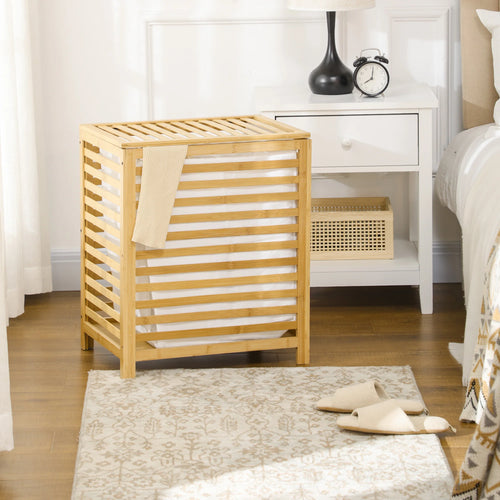 panier à linge en bambou naturel capacité 55 litres