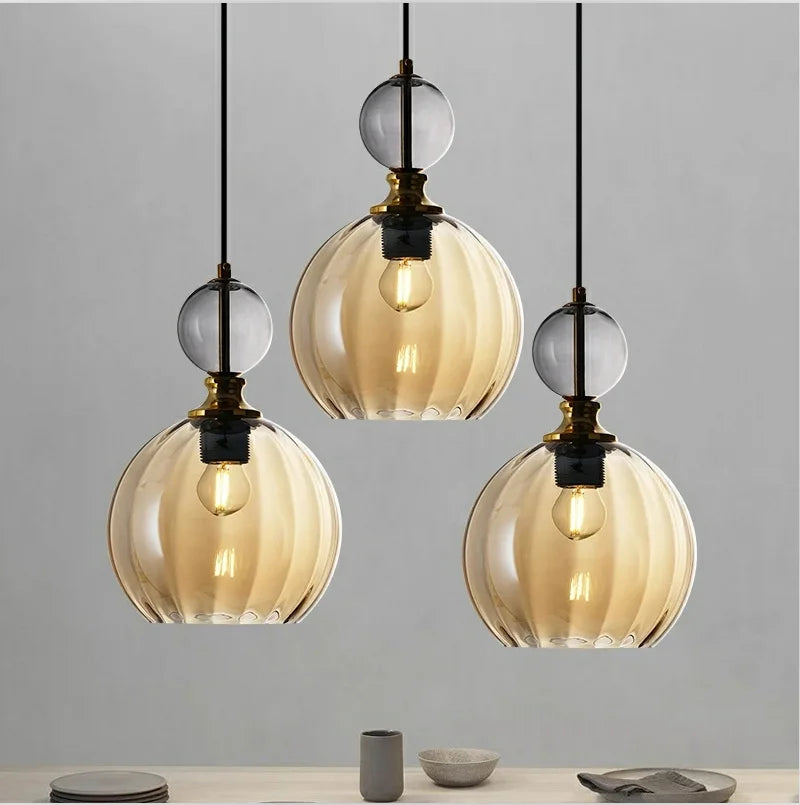 Suspension moderne couleur tête unique Restaurant nordique design verre suspendus luminaires salon bar décor LED lumières - vue 4 sur 14