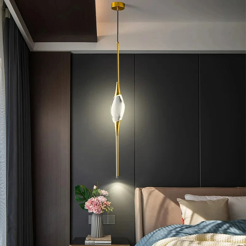 suspension moderne en laiton et cristal pour décoration intérieure design - vue 3 sur 10