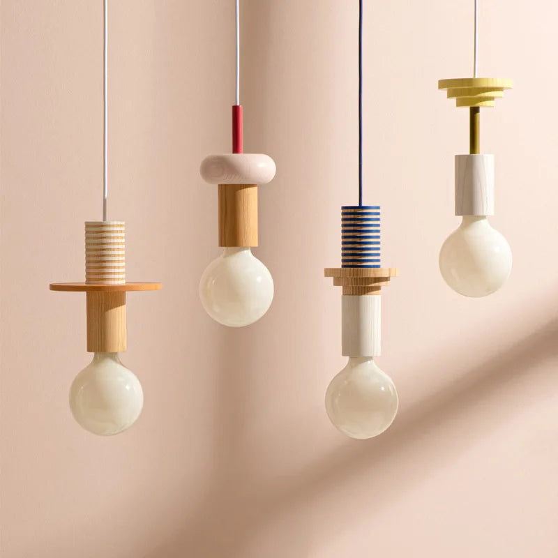 Bois moderne suspension LED lumières cuisine nordique décor à la maison lampe suspendue Restaurant plafond Lustre Lustre chambre luminaire