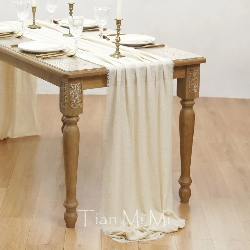 Chemin de table coton gaze style vintage mariage