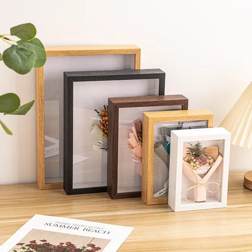 cadres photo en bois 3d support fleurs séchées fait main décoration