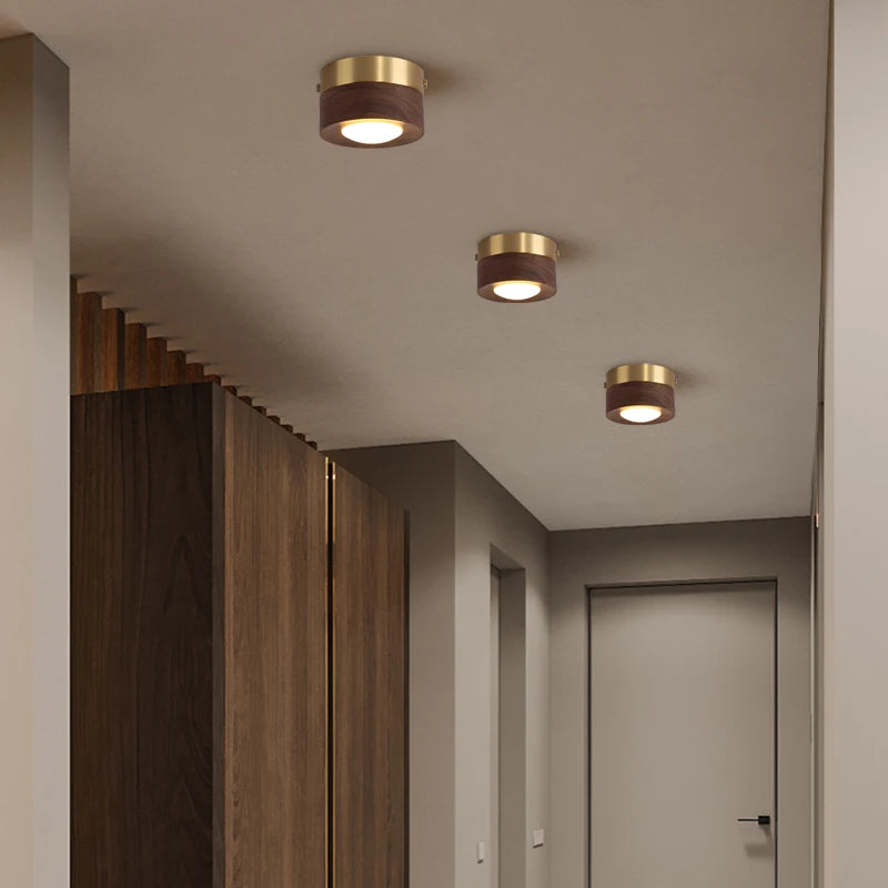 plafonniers en noyer et frêne led pour éclairage décoratif