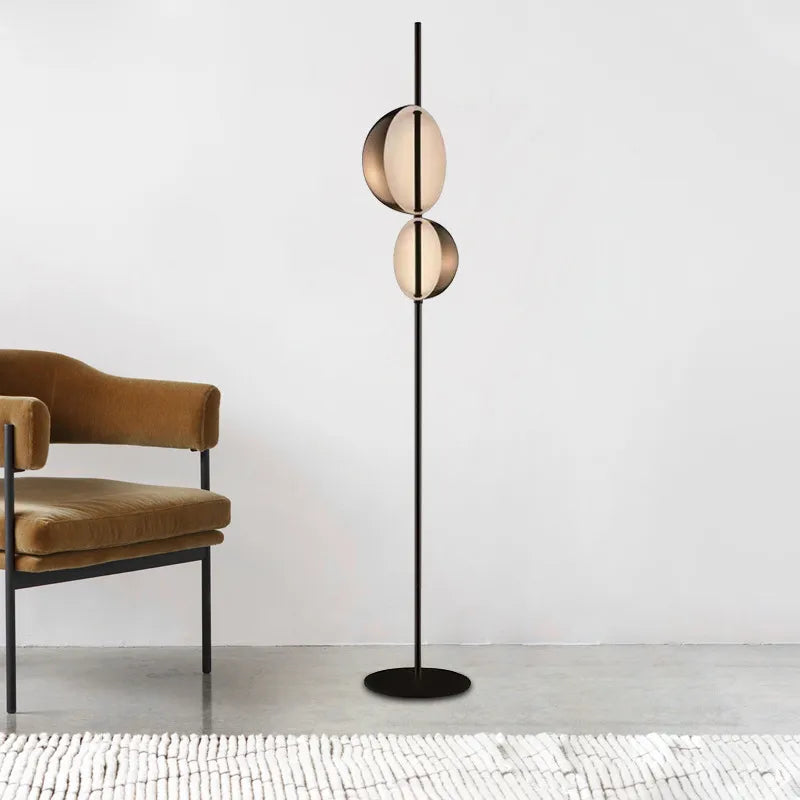 Lampadaire vintage noir or LED minimaliste Superluna Lampadaire Double Abat-jour lecture chevet salon lampadaires
