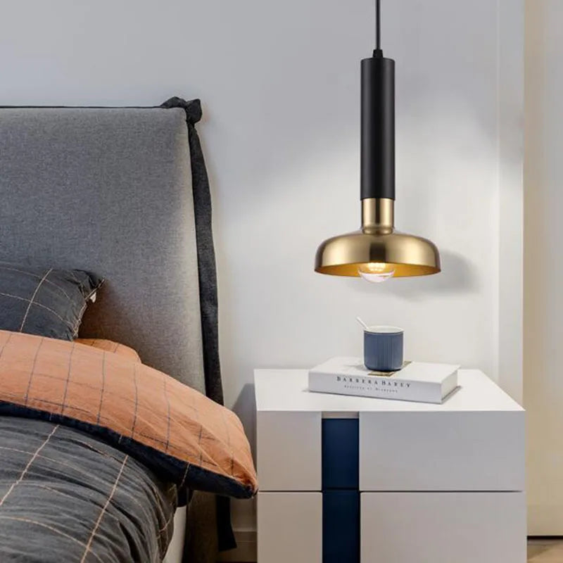 Suspension LED Moderne Créative tube et abat-jour Laiton