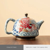 theiere chinoise en porcelaine decor traditionnel avec infuseur