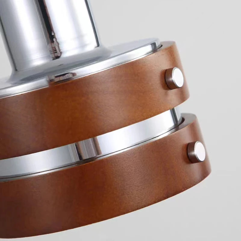 Suspension LED créative en bois chromé et métal - vue 7 sur 8