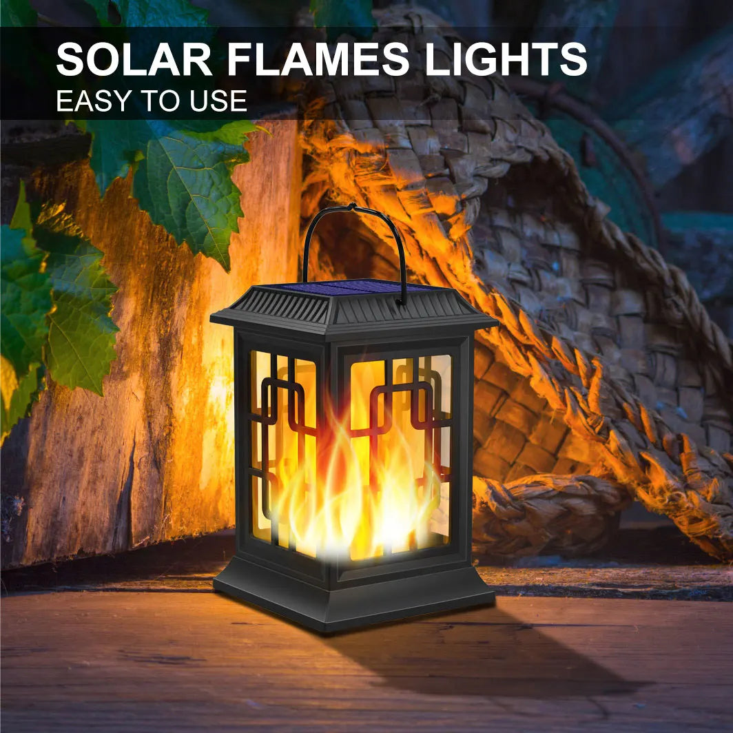 lot de 2 lanternes solaires décoratives à flamme vacillante - vue 3 sur 7