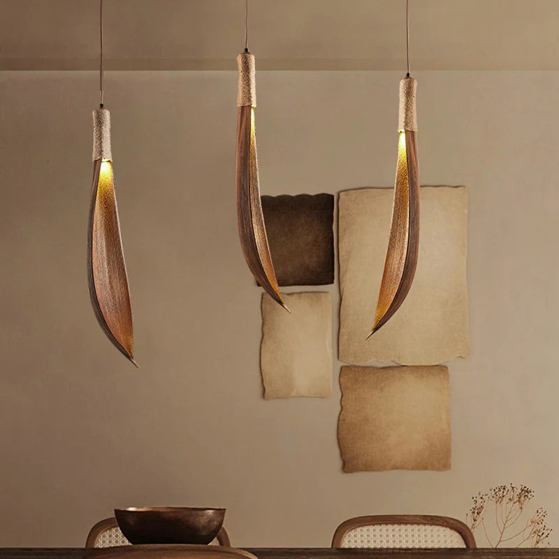 lustre japonais wabi-sabi art rétro feuille naturelle pour boutiques et restaurants