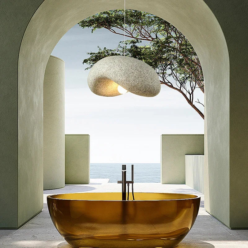Lustre design façon japonais arrondi - vue 6 sur 8