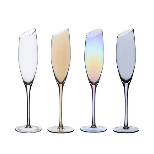 Verres a champagne biseautés design nordique cristal changeant