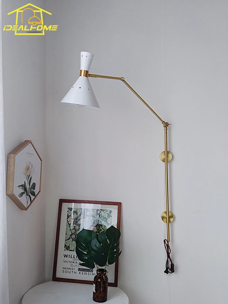 applique murale de luxe pivotante en laiton design industriel lumineux - vue 5 sur 8