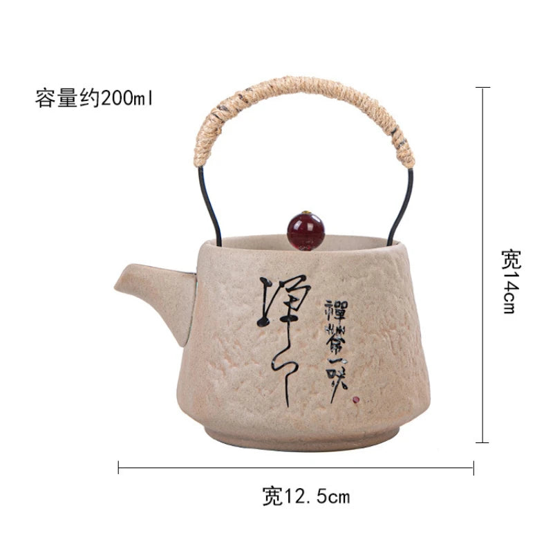 Théière céramique style kung fu japonais rétro artisanale - vue 4 sur 4