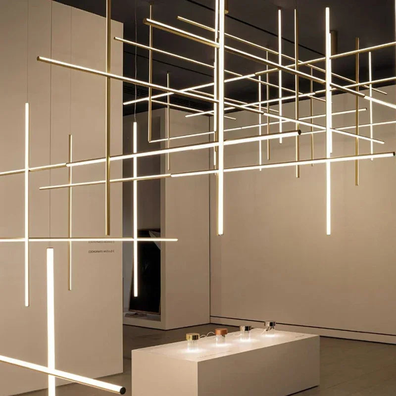 lustre tubulaire design italien suspension à led décorative - vue 5 sur 15