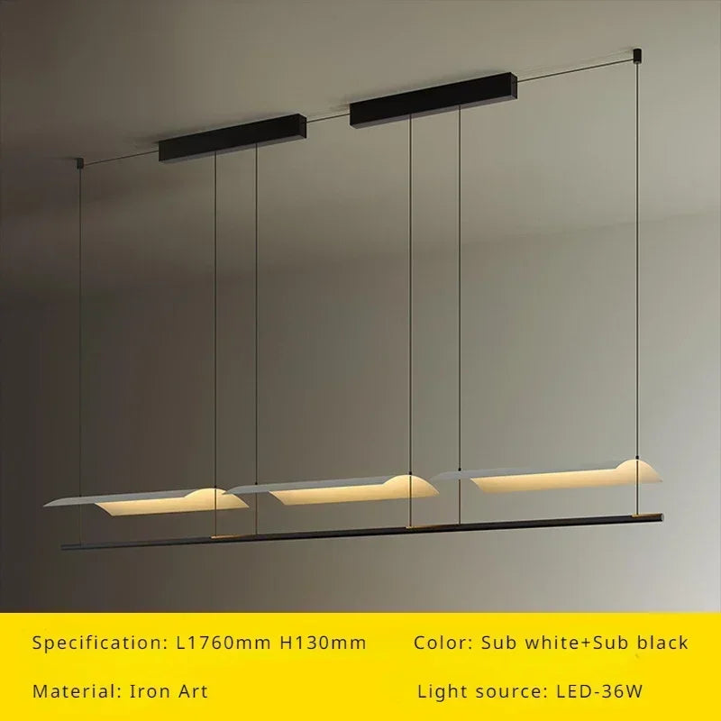 lustre suspendu moderne nordique éclairage design long et simple - vue 8 sur 12